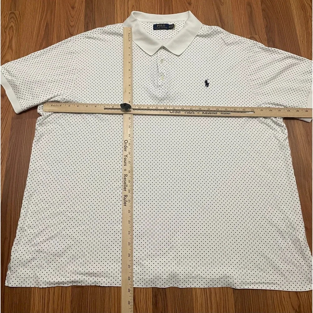 Polo Ralph Lauren Polo Shirt Mens 3X Big Polka Dot Short Sleeve White